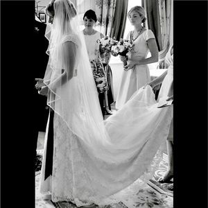 Couture silk veil Sassi holford in ivory